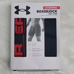 UNDER ARMOUR NeW UA Original Boxerjock 2‎ Pk. 6 Inch Black Red Boxer Brief 3XL